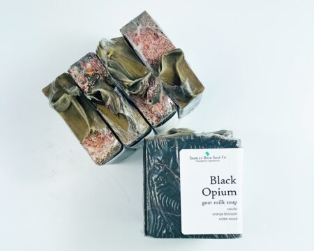 black opium goat milk soap packed