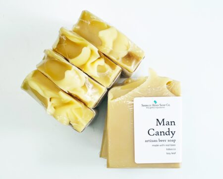 yellow packed man candy beer soap